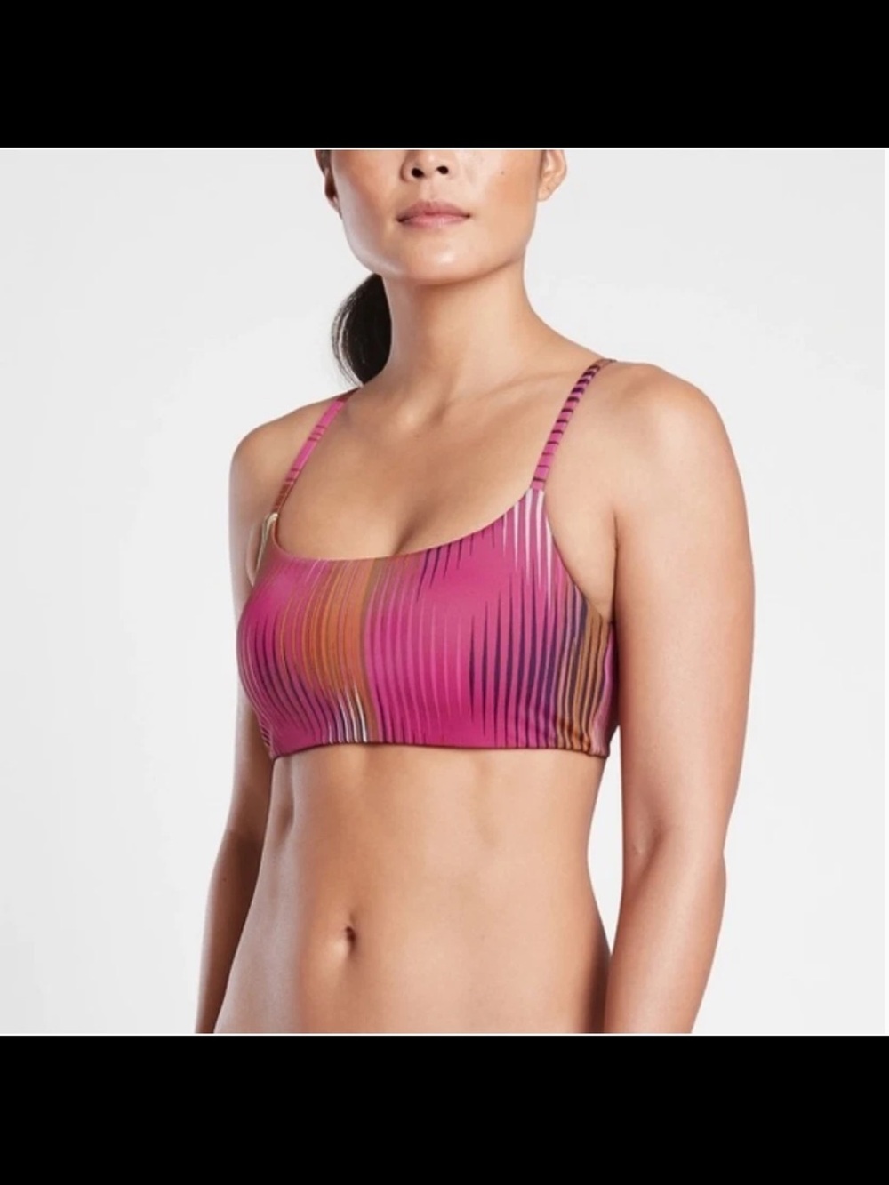 Athleta Pink Multi Striped Bikini Top